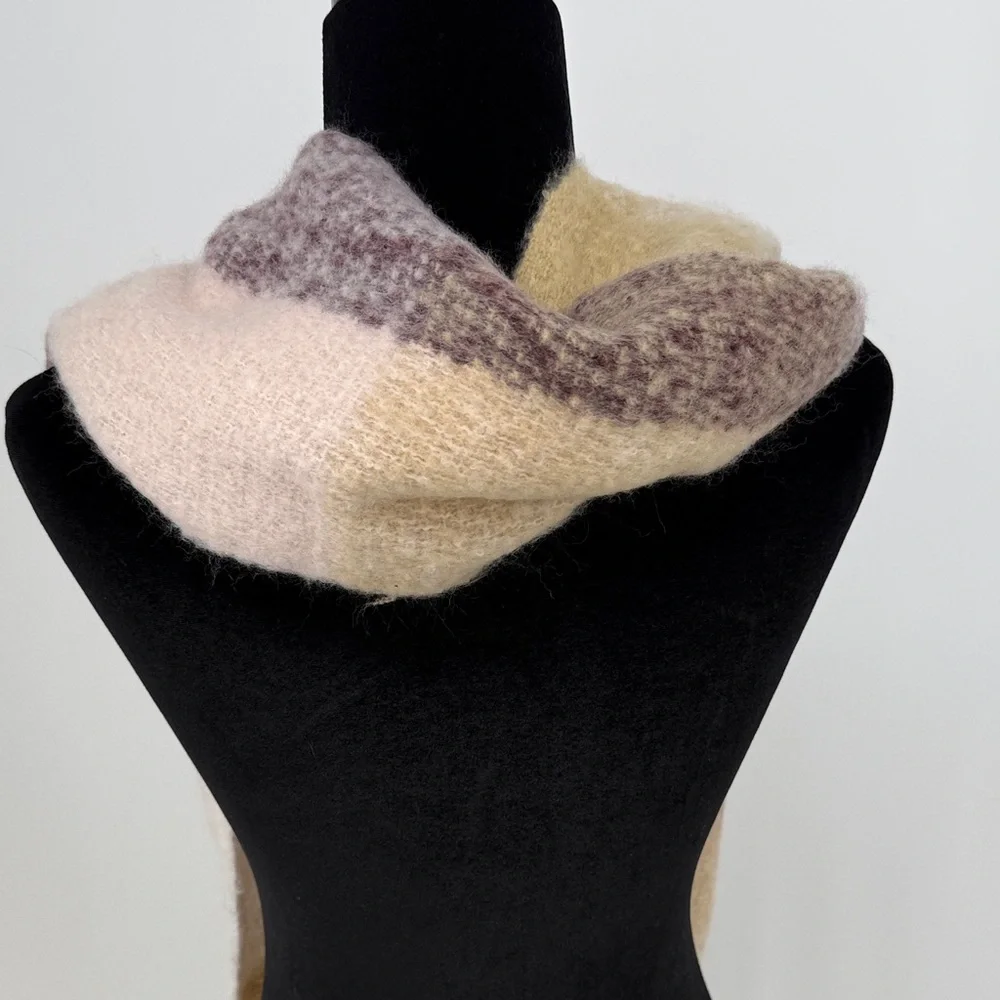 Lucky Brand Plaid Scarf in Burgundy, Cream, and Tan